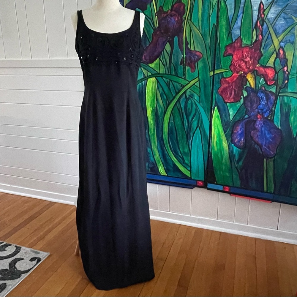 $49 SALE Long Black Evening Dress Sequined Bodice Prom Holiday Party Rimini